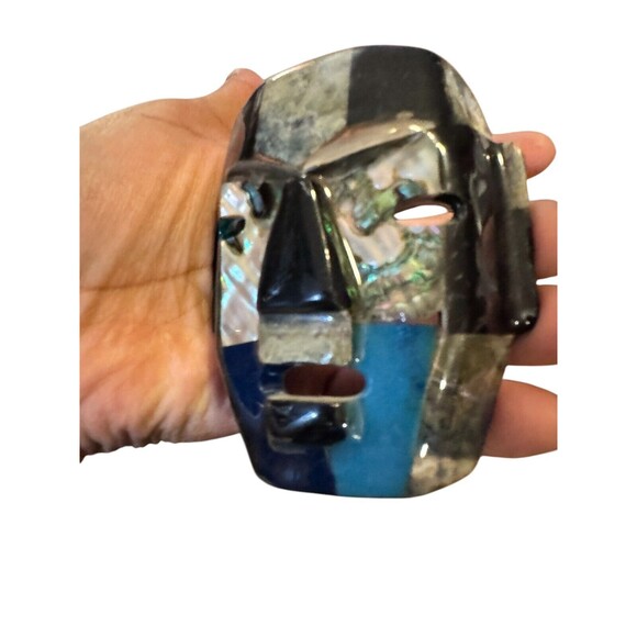 Tribal Mask Fused Glass Face Figure Cancun Art Figurine Mexico Souvenir Handmade - Picture 12 of 14